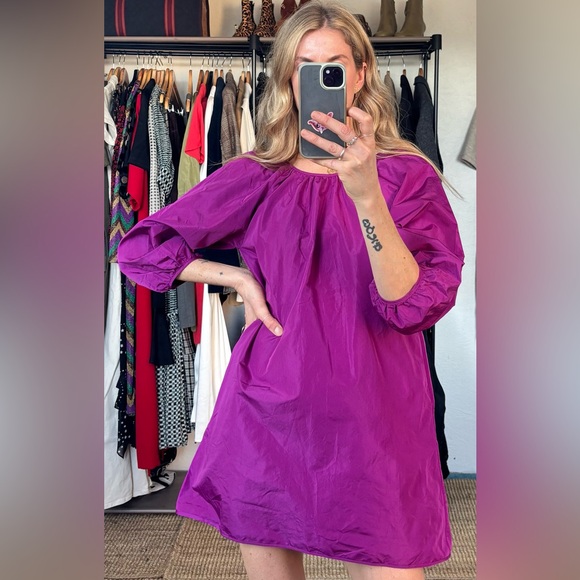 NWT Wilfred Aritzia Oversized Cava Purple Fuchsia Luminous Violet Trapeze Dress - Picture 4 of 17